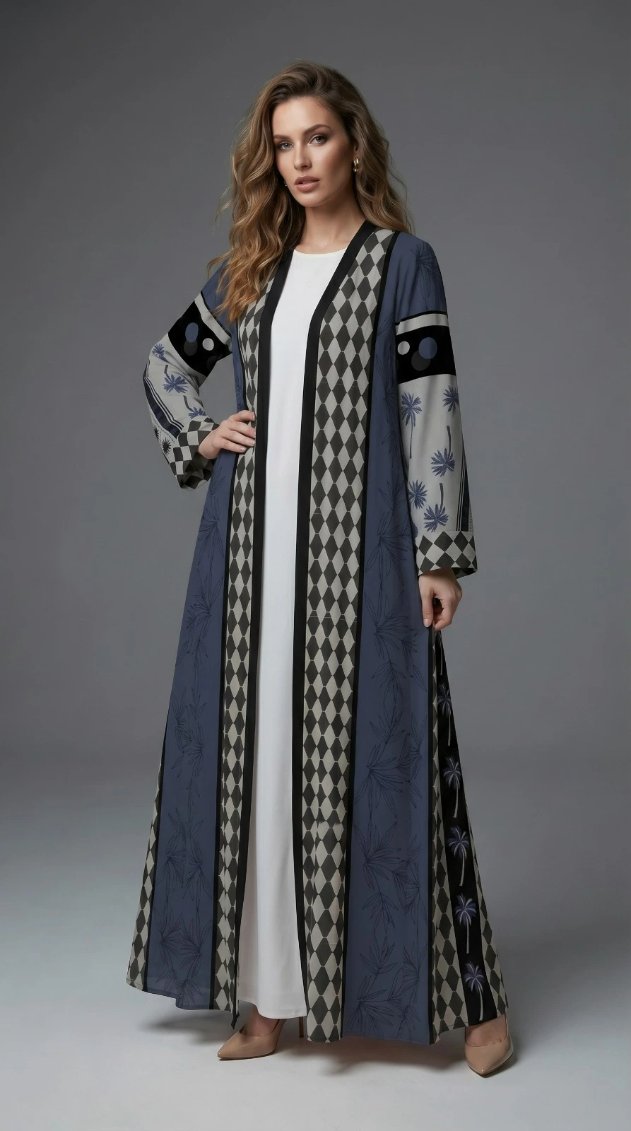 Geometrical botanicals print in blue